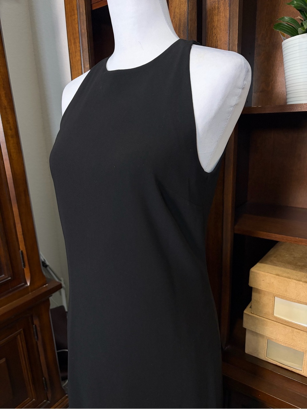 VTG Lauren Ralph Lauren Black Dress Size 6 Sleeveless Ruffle Trim Sheath LBD - Picture 3 of 10